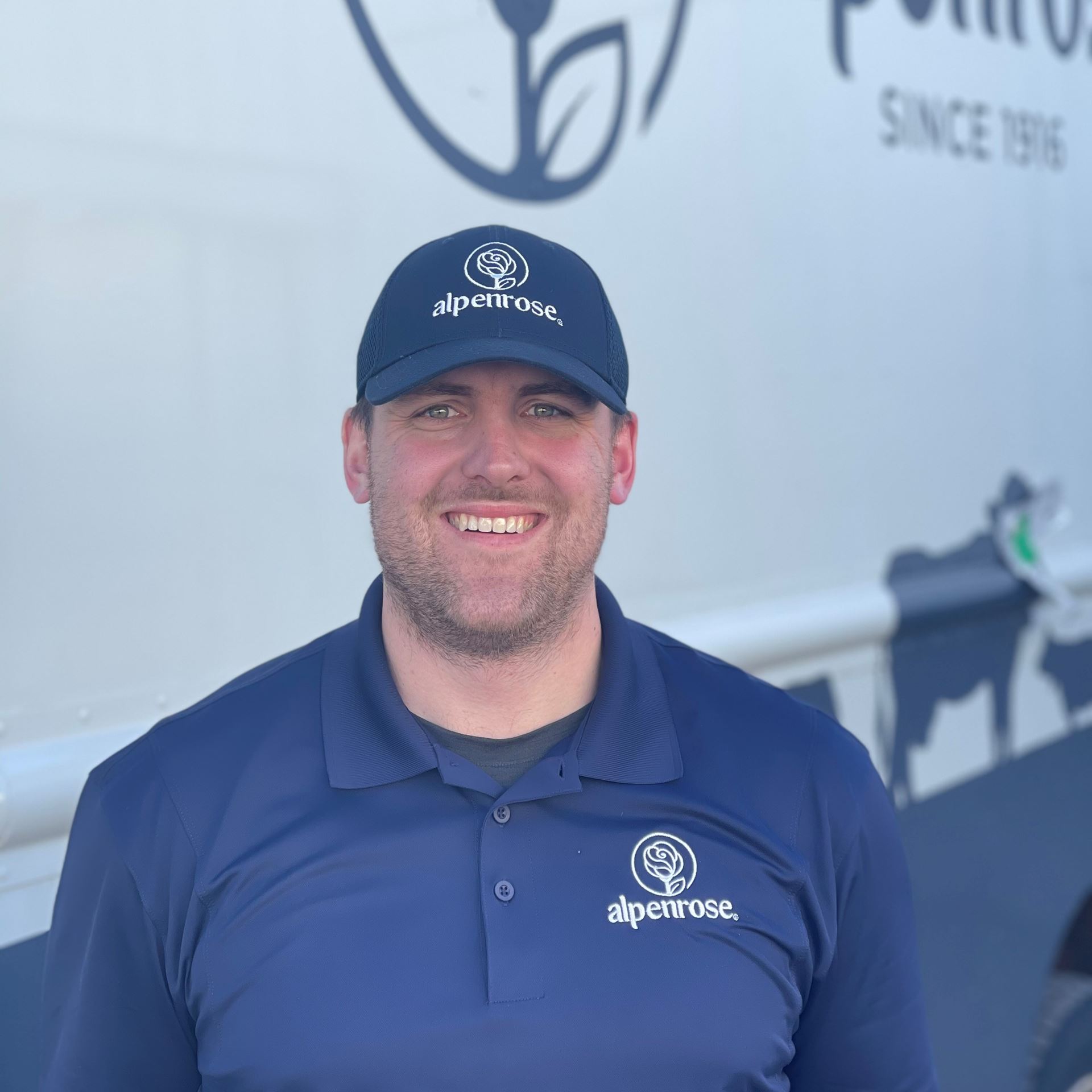 Picture of Ryan in front of Alpenrose milk truck