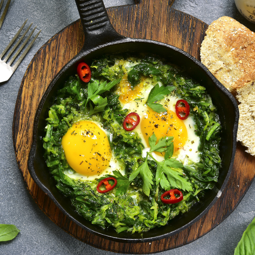 Green Shakshuka with Avocado and Lime width=