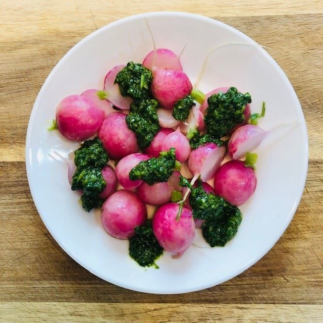 Radish Cilantro Pistou