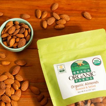 Braga Organic Roasted Salted Almonds - 8 oz