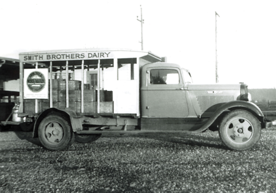 truck with a metal sign